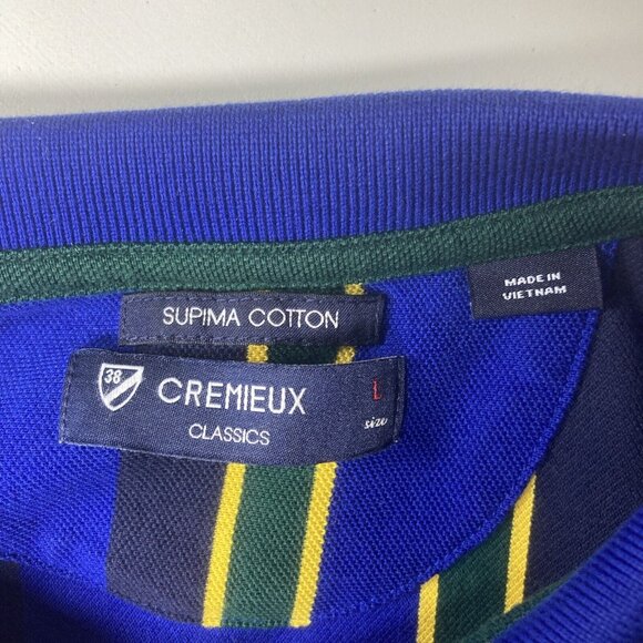 Cremieux Classics Large Polo Mens Shirt Blue Short Sleeves Extra Button - Picture 3 of 10